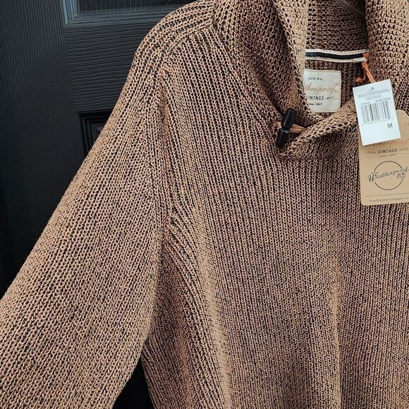 Weatherproof Vintage Shaker Toggle Shawl Collar Sweater in Brown Sugar - Picture 12 of 12